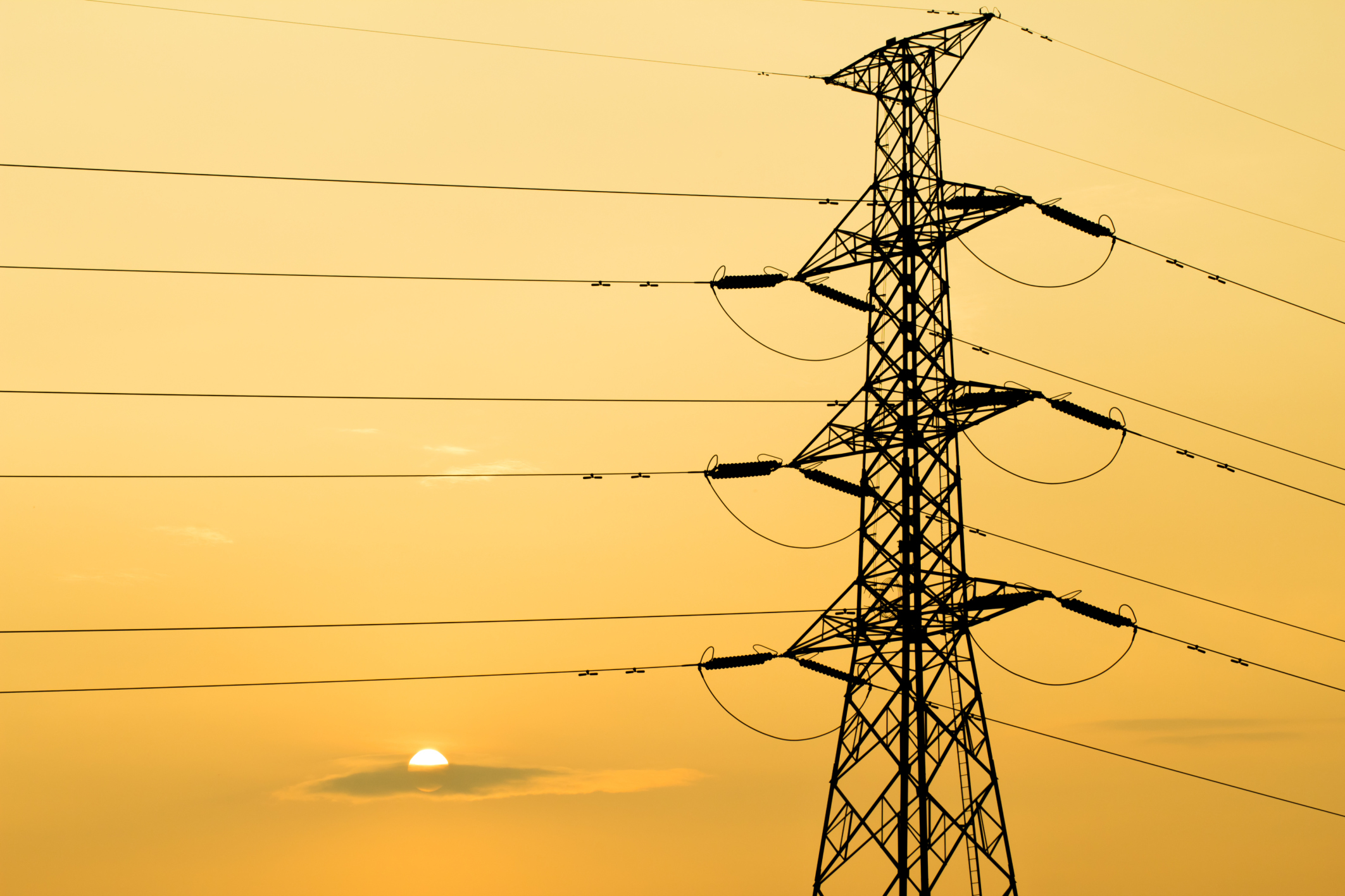 silhouette of high voltage electrical pole structure